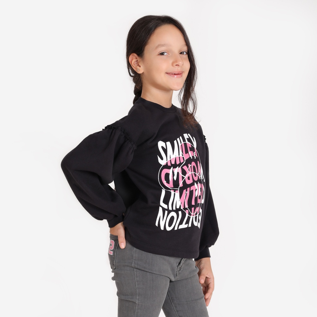 Sweat fille avec manches tombantes SMILEY WORLD LIMITED EDITION