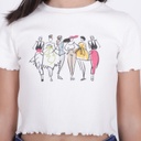 T-shirt crop côtelé fille manches courtes DESSIN DE FEMME
