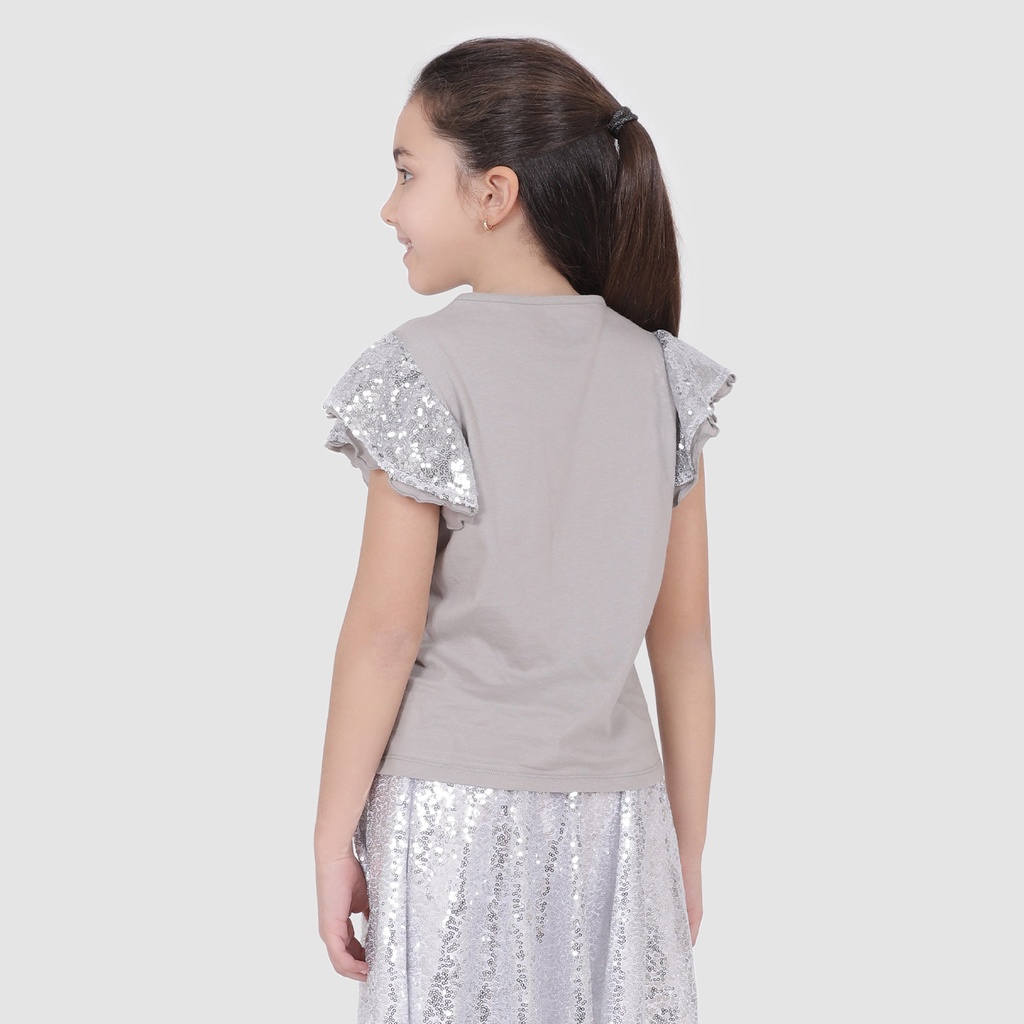 T-shirt fille avec volant en tulle