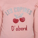 T-shirt fille manches longues avec volant et paillettes LES COPINES D'ABORD