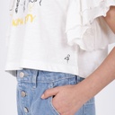 T-shirt crop fille manches courtes avec volants KOUN KIMA ENTY