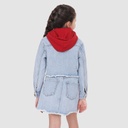 Veste crop fille en jeans avec capuche amovible