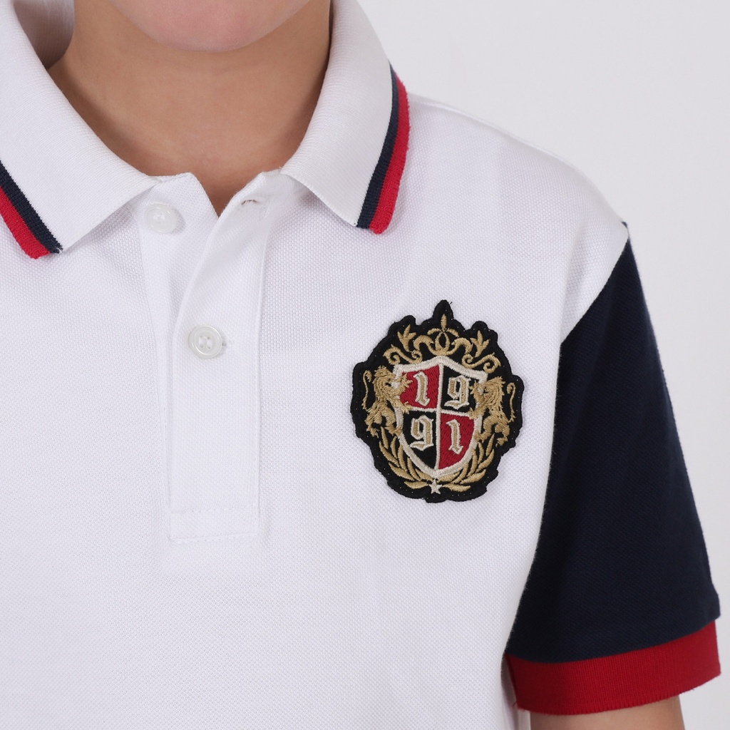 Polo garçon manches courtes avec patch