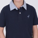 Polo garçon manches courtes avec détail chaine et trame et broderie