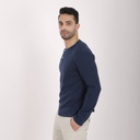T-shirt homme côtelé manches longues col tunisien avec broderie