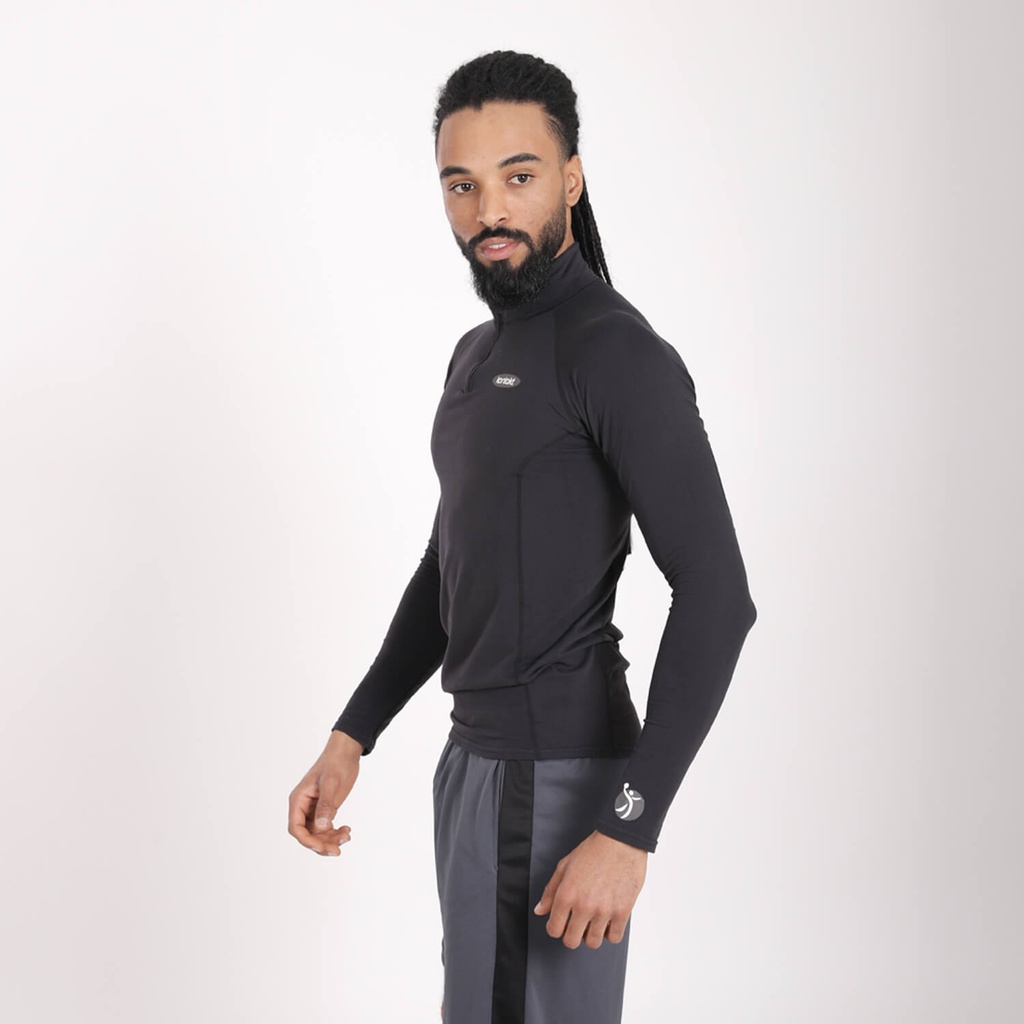 T-shirt de sport zippé homme manches longues avec logo