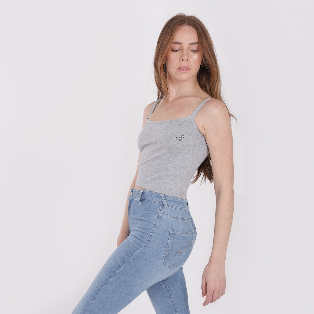 Bretelle crop femme avec broderie