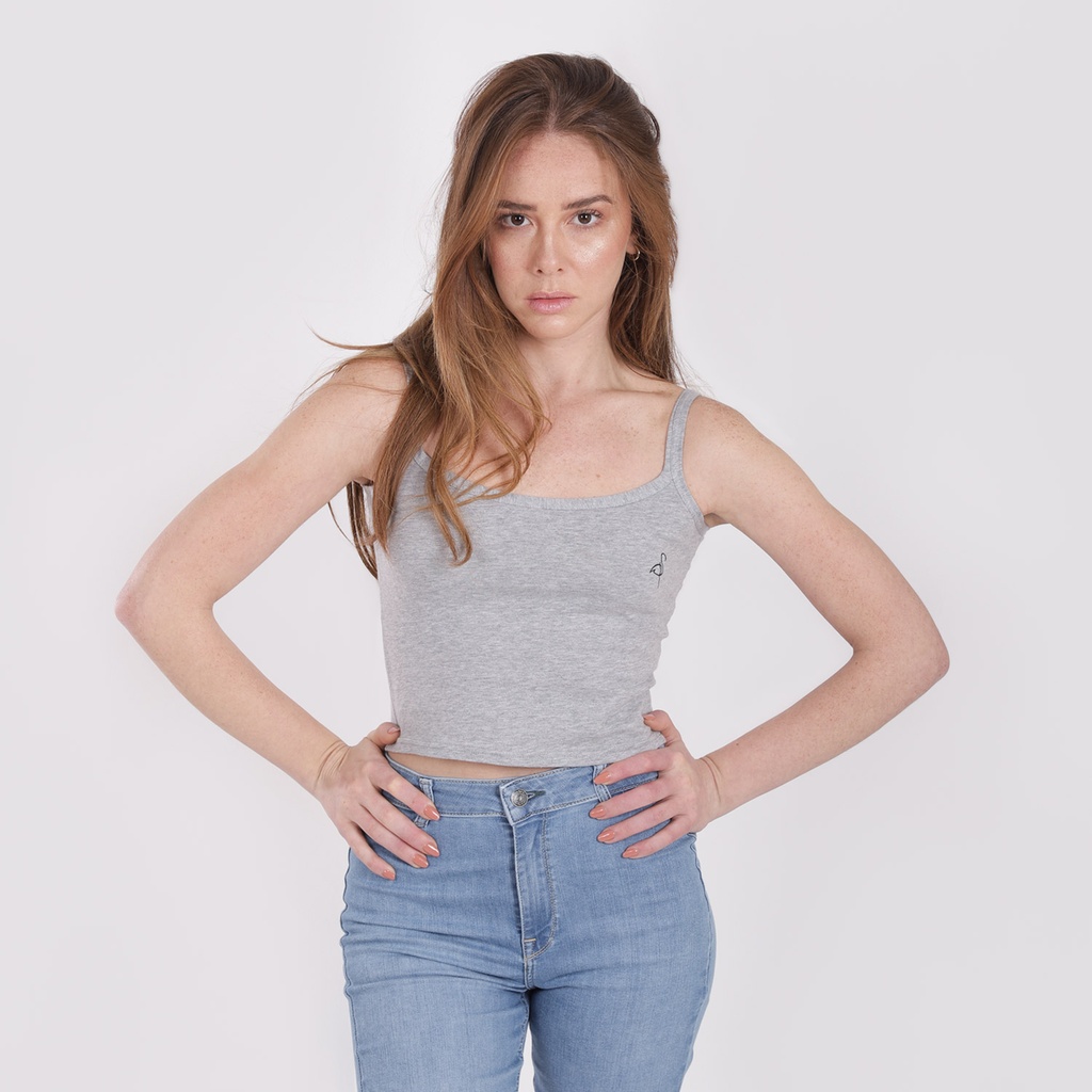 Bretelle crop femme avec broderie