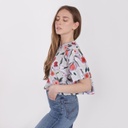T-shirt crop femme imprimé fleur