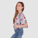 T-shirt crop femme imprimé fleur