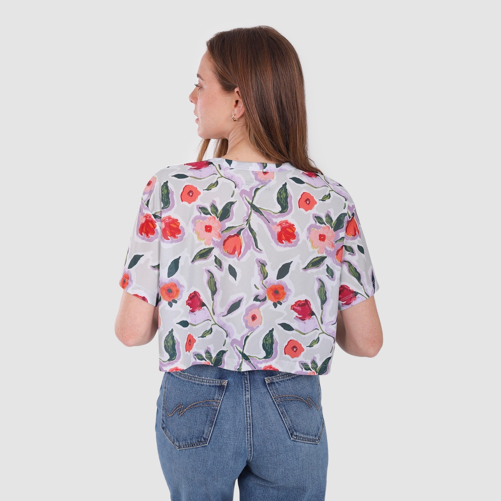 T-shirt crop femme imprimé fleur