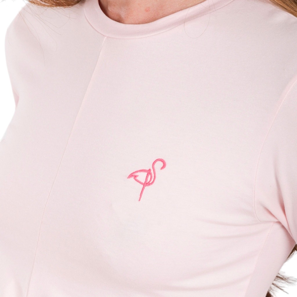 T-shirt femme nouée manches longues avec broderie