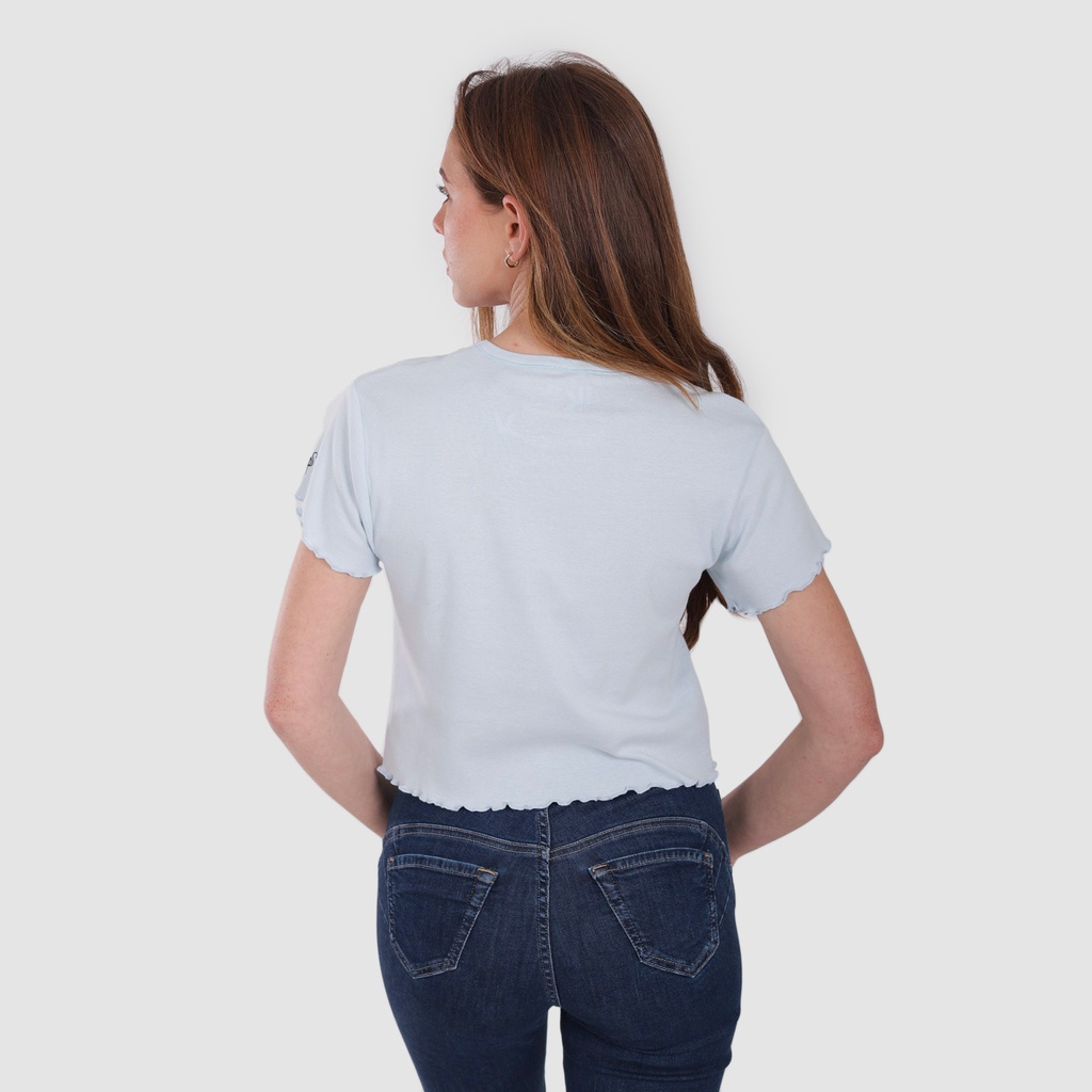 T-shirt crop côtelé femme manches courtes YOU LOOK تحفة TODAY