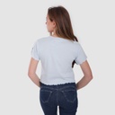 T-shirt crop côtelé femme manches courtes YOU LOOK تحفة TODAY