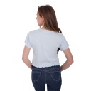 T-shirt crop côtelé femme manches courtes YOU LOOK تحفة TODAY