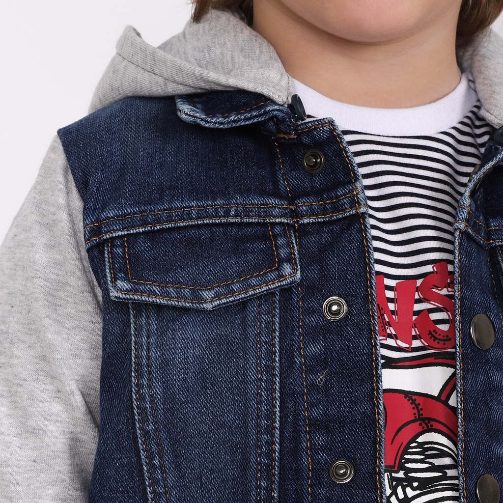 Veste en jeans bébé avec manches et capuche en molleton