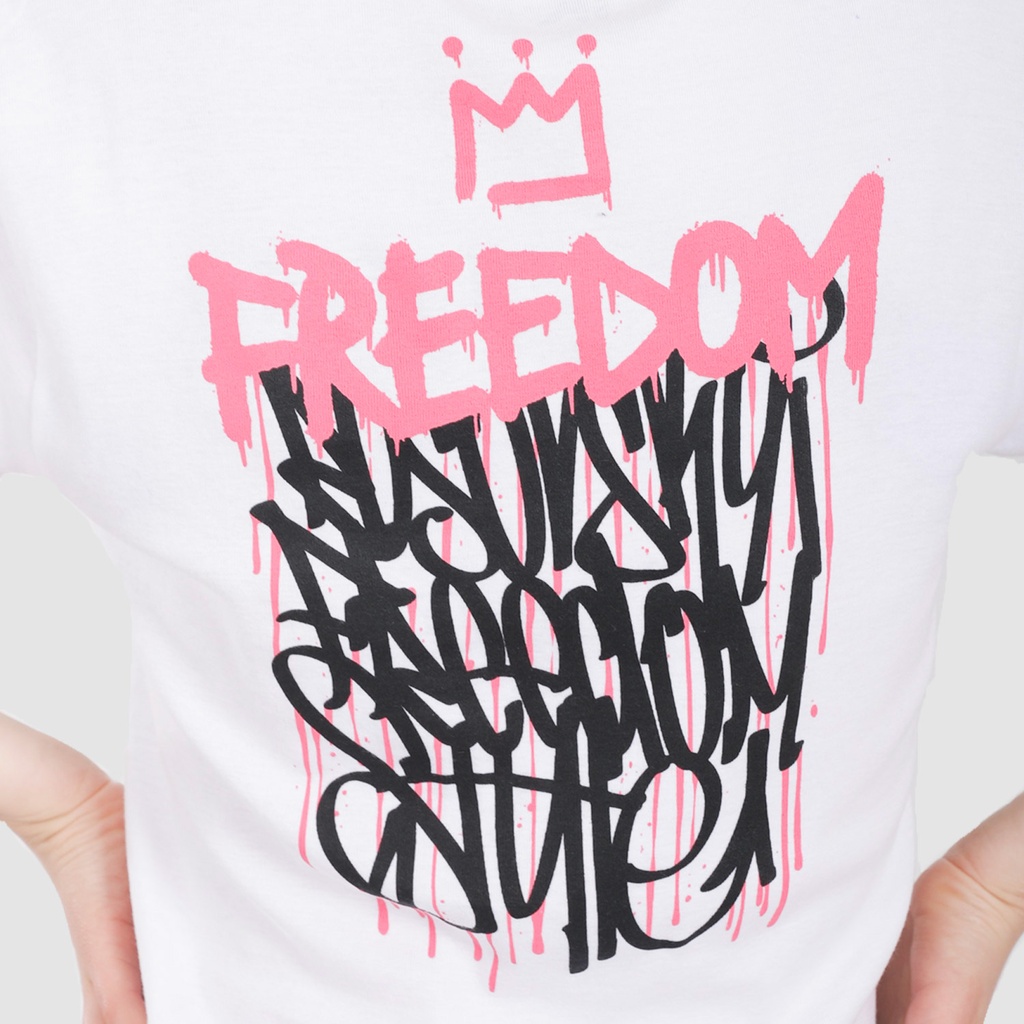 T-shirt crop côtelé femme manches courtes FREEDOM