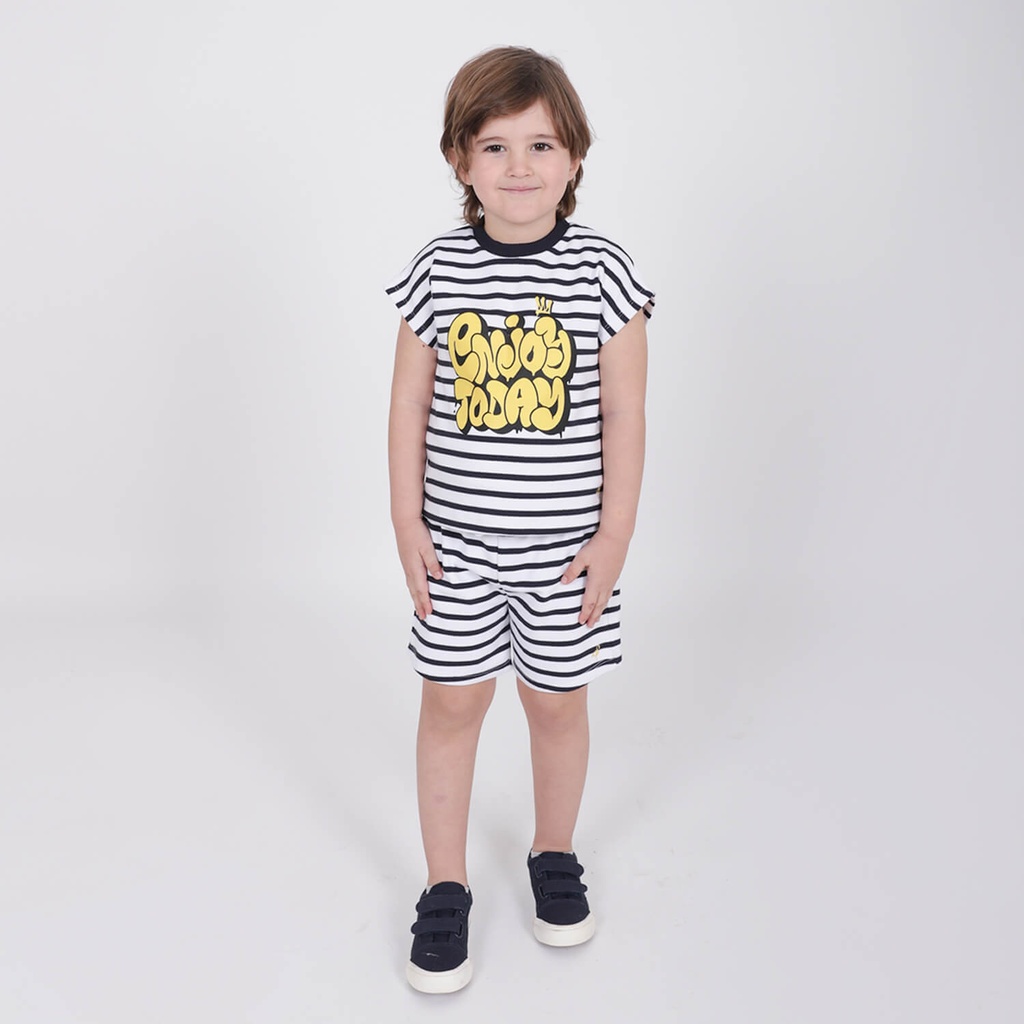 T-shirt bébé manches courtes rayé ENJOY TODAY