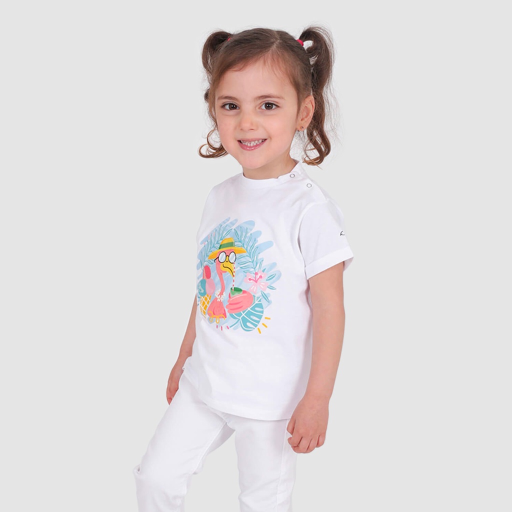 T-shirt bébé manches courtes avec revers FLAMINGO