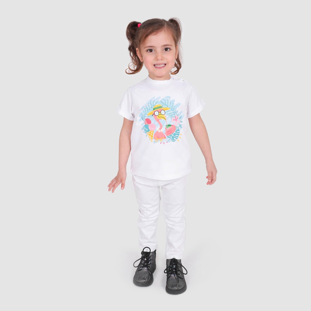 T-shirt bébé manches courtes avec revers FLAMINGO