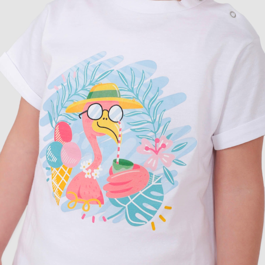 T-shirt bébé manches courtes avec revers FLAMINGO