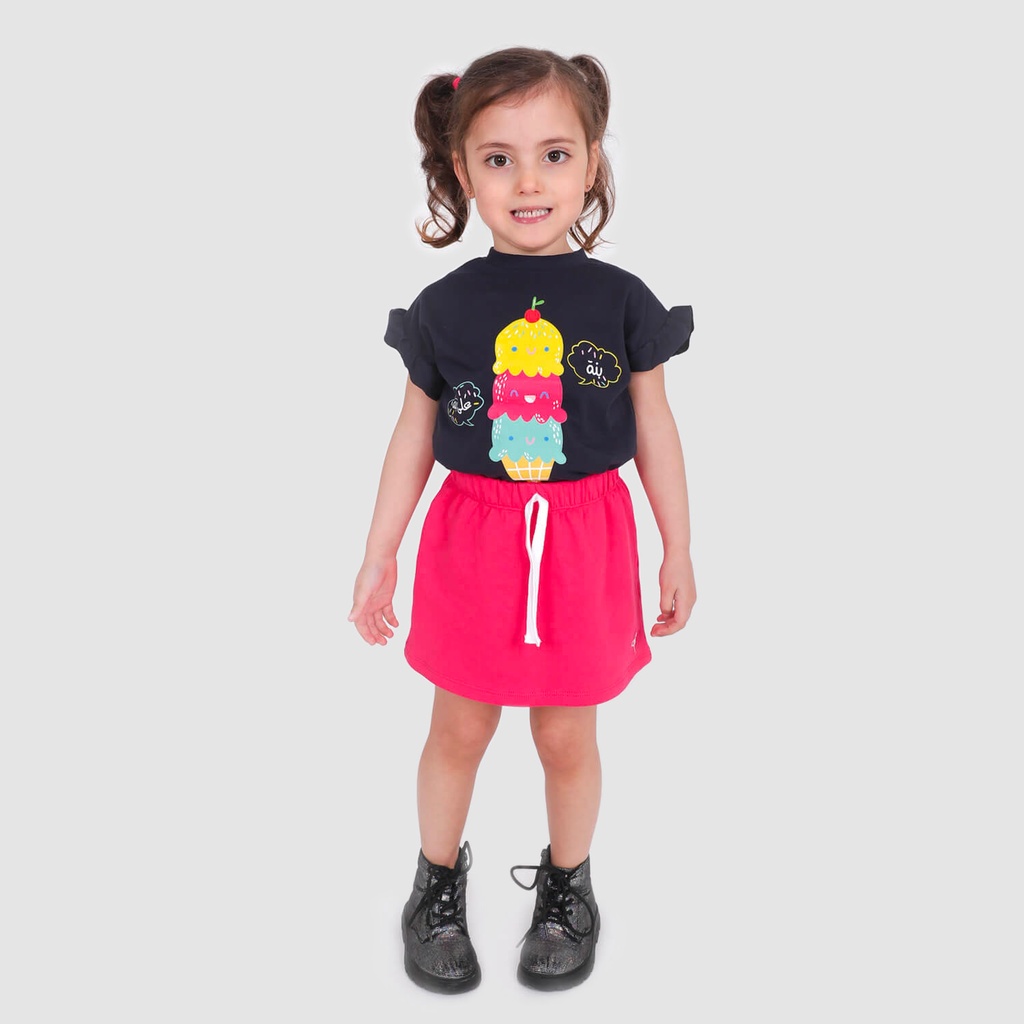 T-shirt bébé manches courtes avec volant بنَّة على بِنَّة