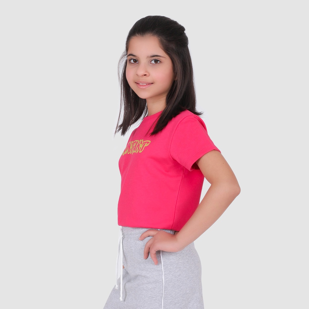 T-shirt crop fille manches courtes bas élastique KONTAKT