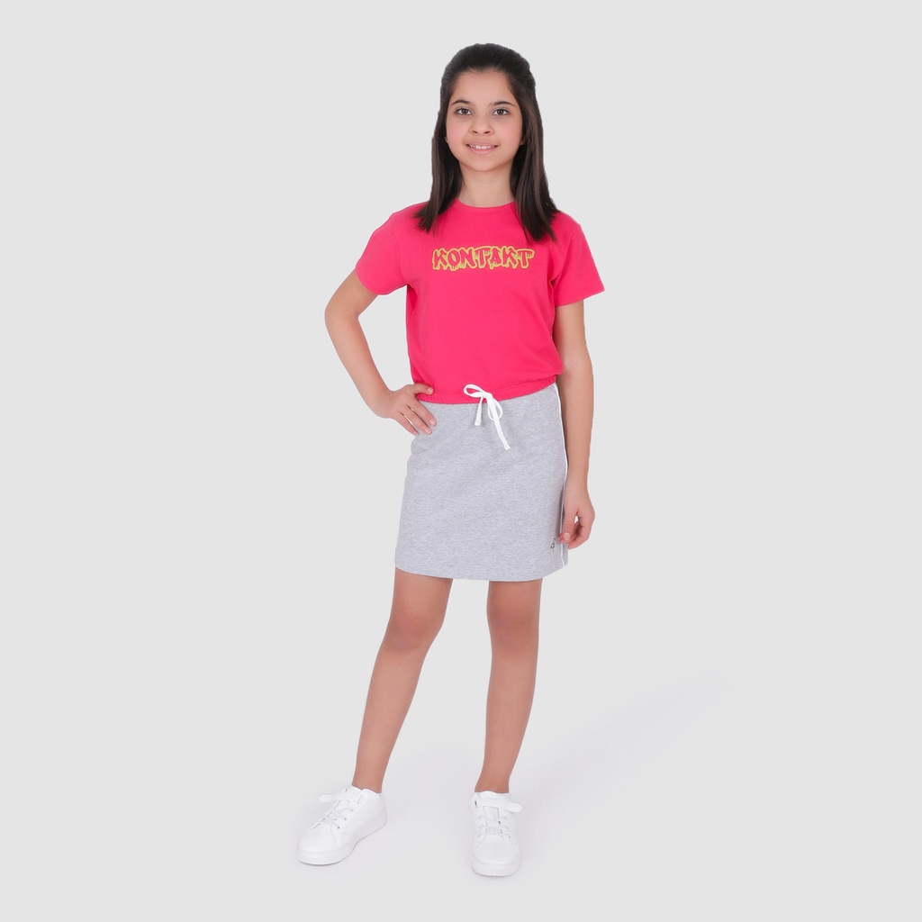 T-shirt crop fille manches courtes bas élastique KONTAKT