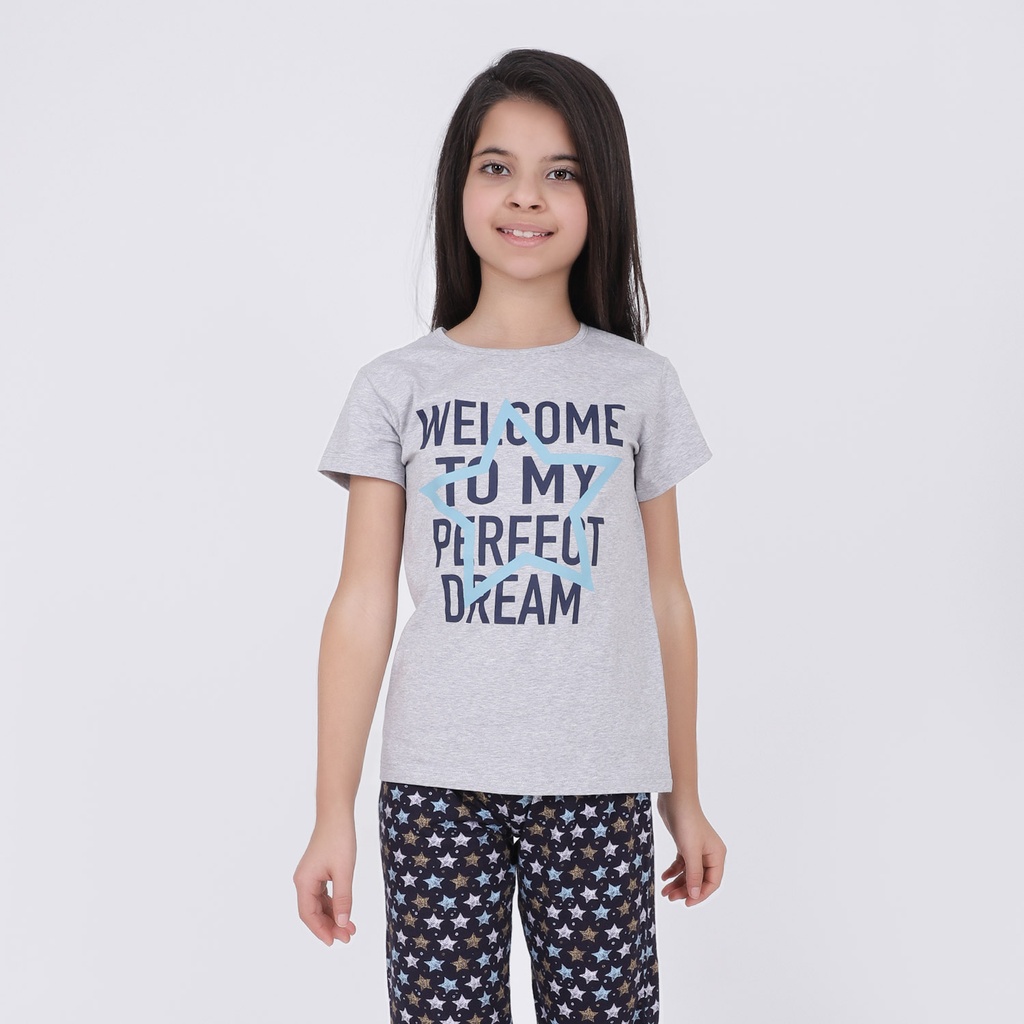 Pyjama fille manches courtes WELCOME TO MY PERFECT DREAM