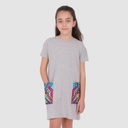 T-shirt robe fille manches courtes avec poches GRAFFITI