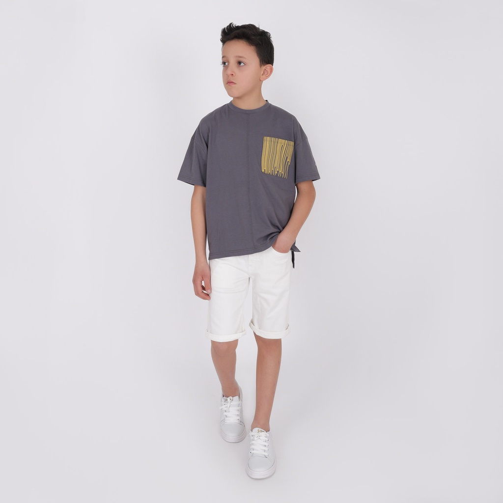 T-shirt oversized garçon contrasté avec poche SKATE BOY