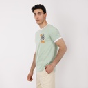 T-shirt homme manches courtes avec biais contrastés PALM TREE LEAF