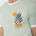 T-shirt homme manches courtes avec biais contrastés PALM TREE LEAF
