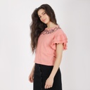 T-shirt femme manches courtes avec volant  كون كيما إنتي