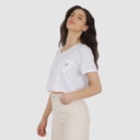 T-shirt crop femme manches courtes col V تبعني نبنيوا الدنيا زينة