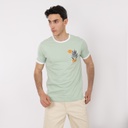 T-shirt homme manches courtes avec biais contrastés PALM TREE LEAF