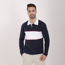 Polo homme manches longues avec découpe devant et piping