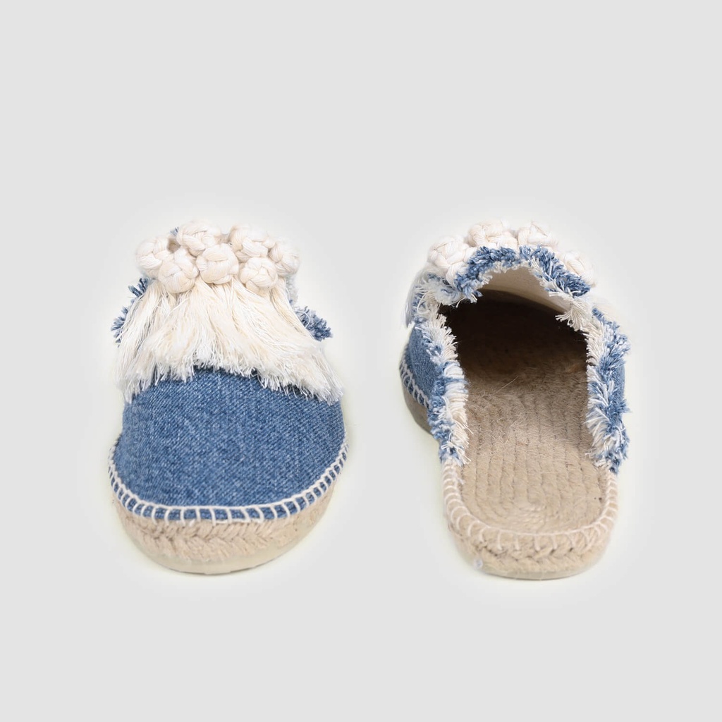 Babouche espadrilles femme en jeans et macramé