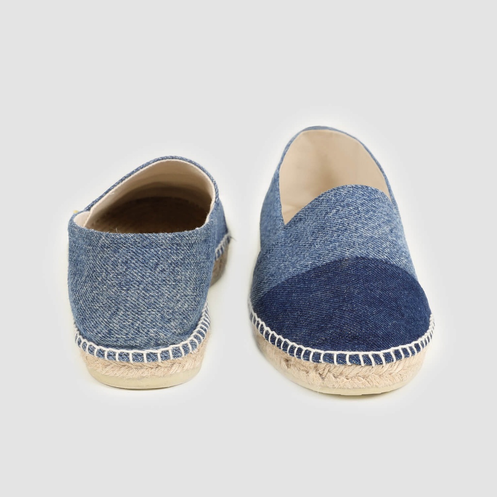 Espadrilles femme en jeans bi-couleurs