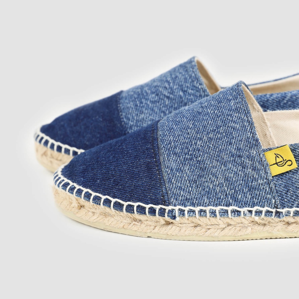 Espadrilles femme en jeans bi-couleurs