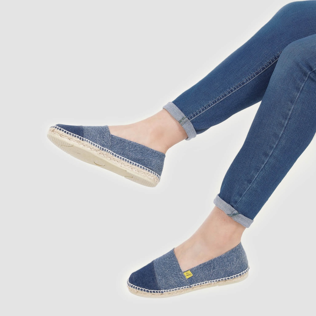 Espadrilles femme en jeans bi-couleurs