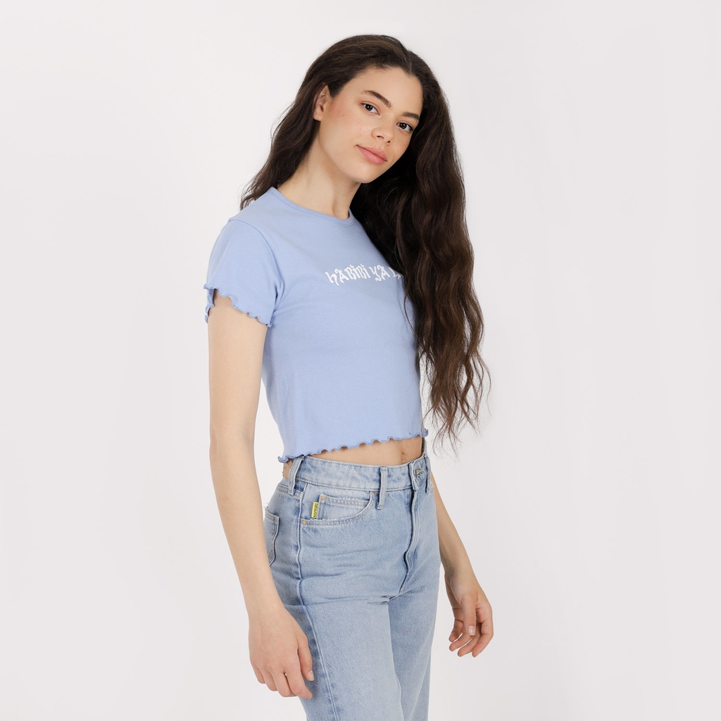 T-shirt crop côtelé femme manches courtes HABIBI YA LIL