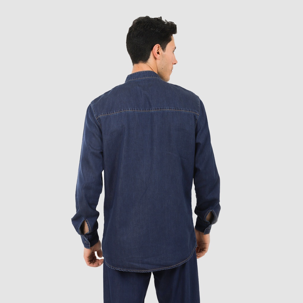 Chemise col tunisien homme en jeans - TAMIM