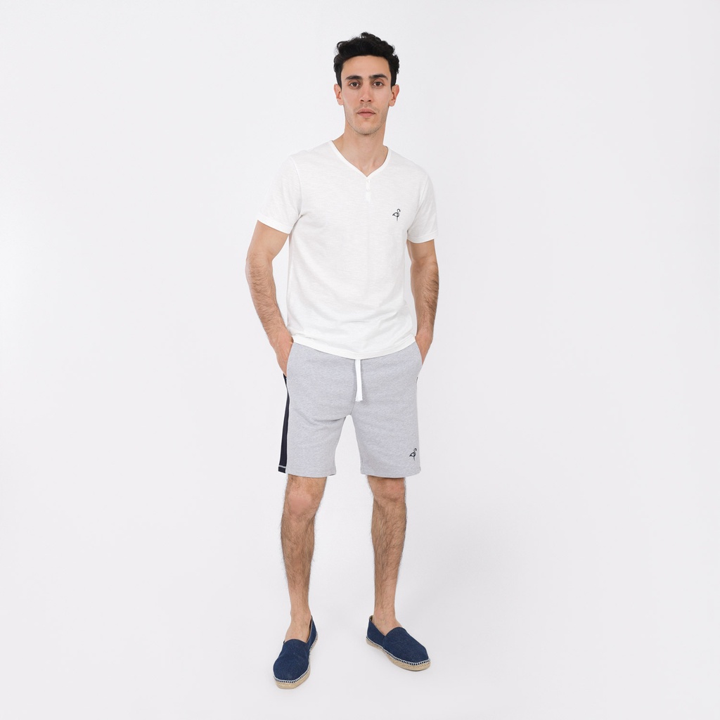 Short homme en molleton avec bandes contrastées