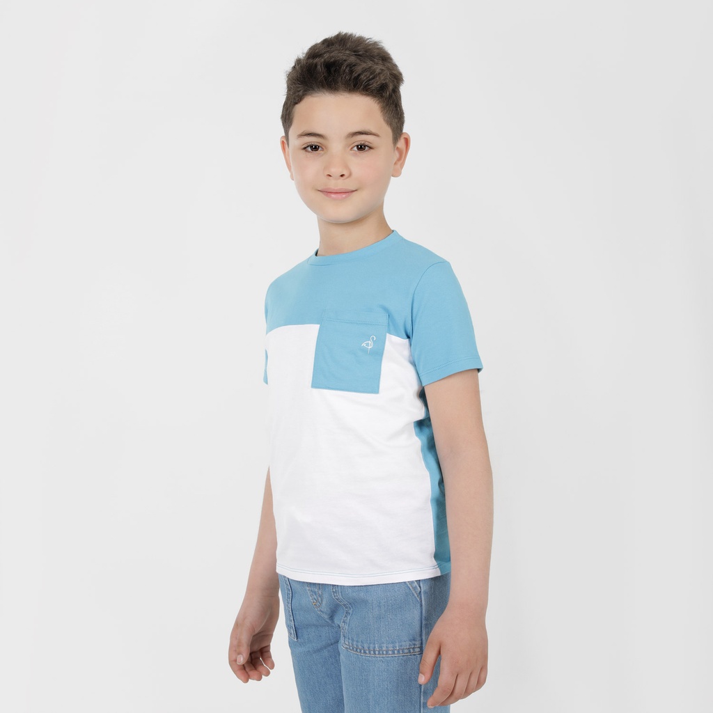 T-shirt garçon manches courtes bi-couleurs avec poche SIDI BOU SAID