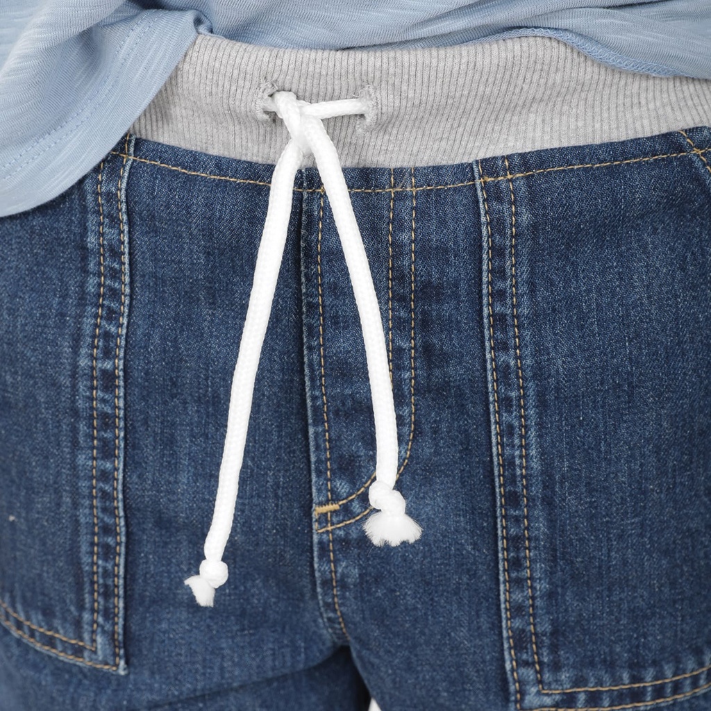 Short workwear garçon en jeans avec ceinture en côte