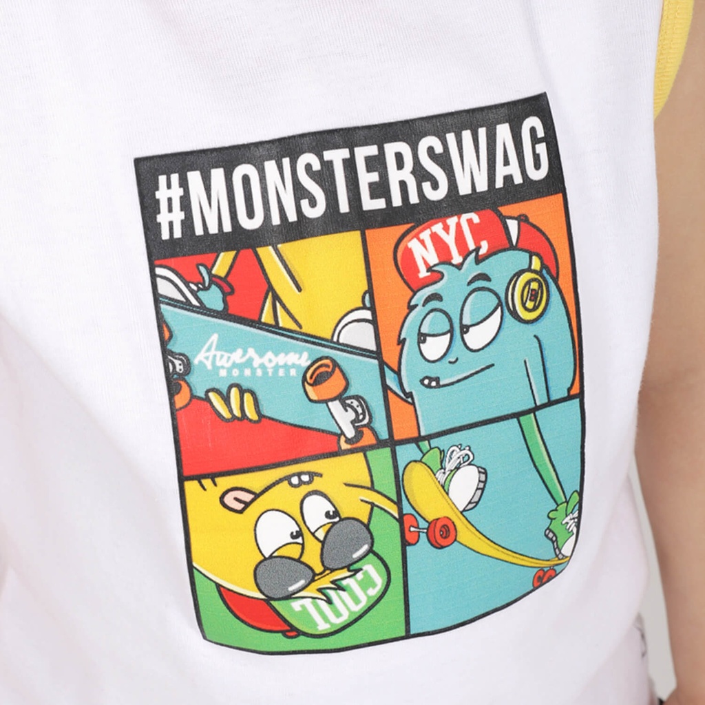 Débardeur côtelé bébé contrasté MONSTER SWAG