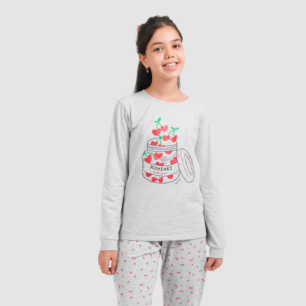 Pyjama fille manches longues POT CERISES