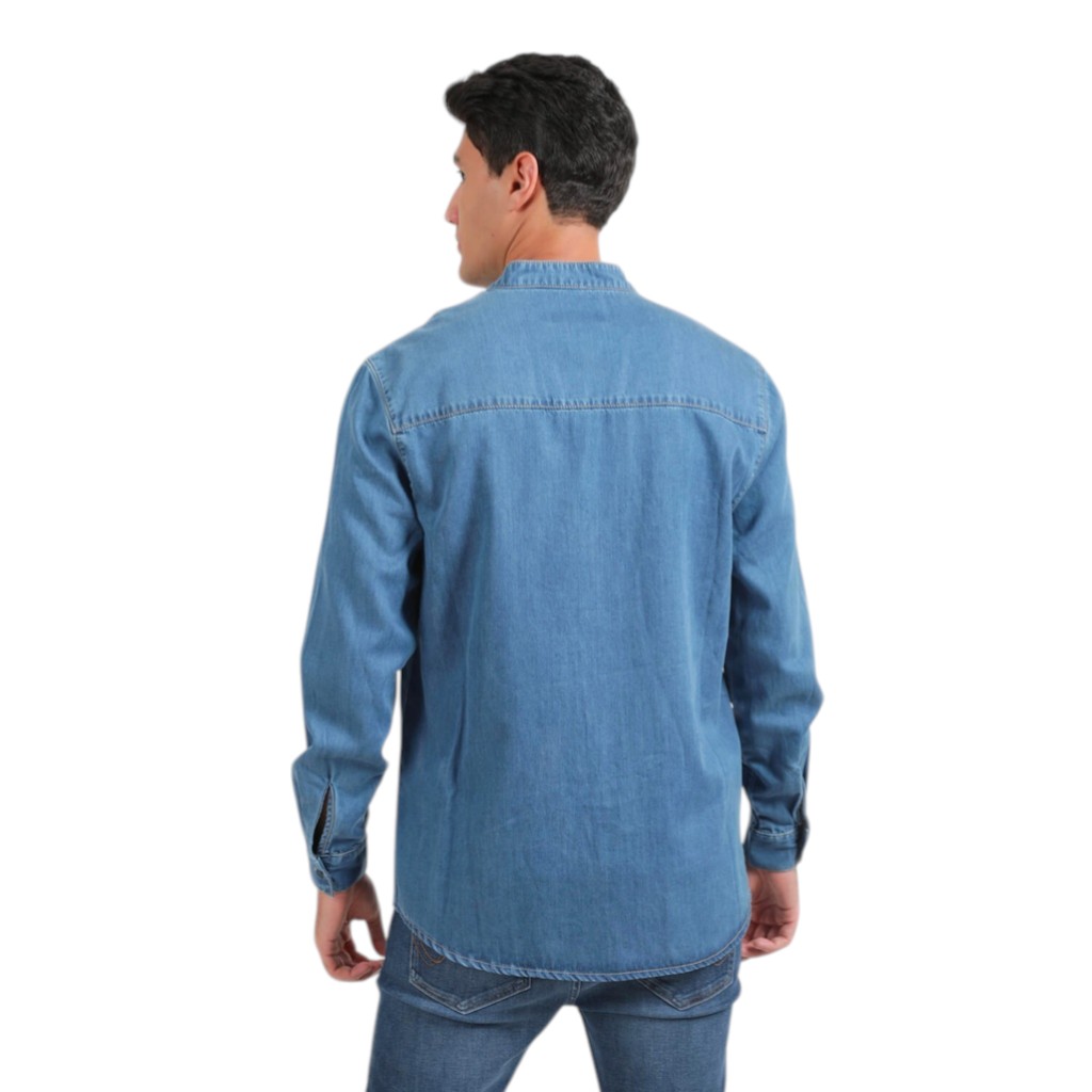 Chemise col tunisien homme en jeans - TAMIM