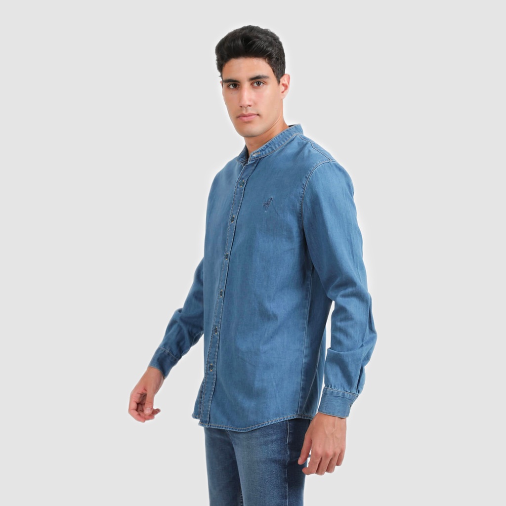 Chemise col tunisien homme en jeans - TAMIM